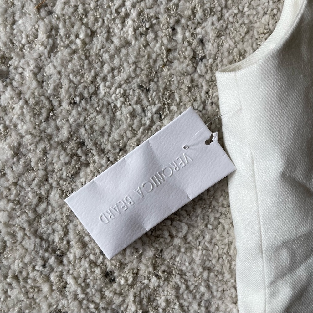 ✨NWT ✨ Veronica Beard Tamara Linen Vest Off-White Single-Breasted Split-Hem Vest - Picture 9 of 12